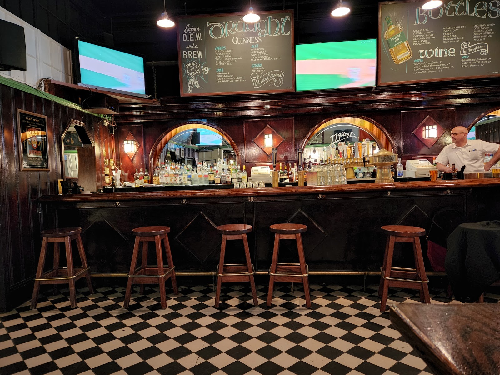 J.J. Foley's Bar and Grille old school pub interior in Downtown Boston