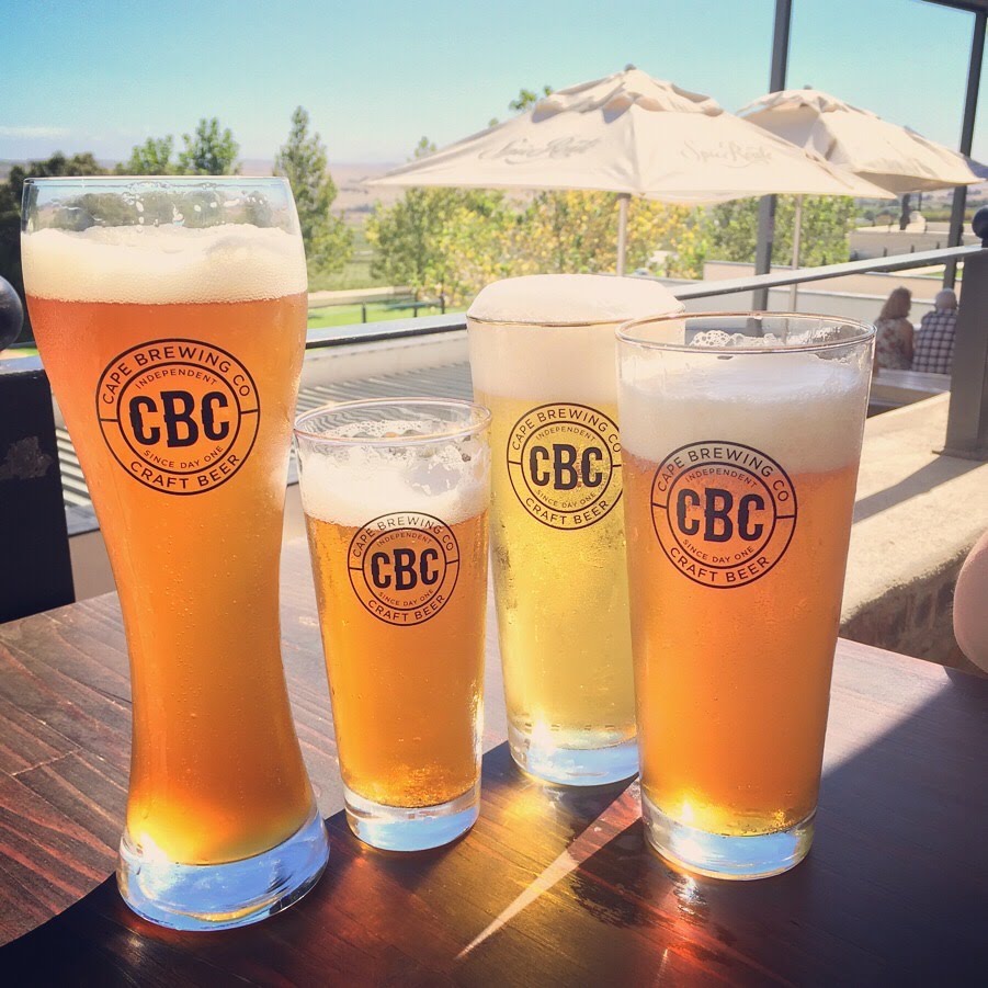 Tasting stations and fresh craft beer at Cape Brewing Company in Paarl Western Cape