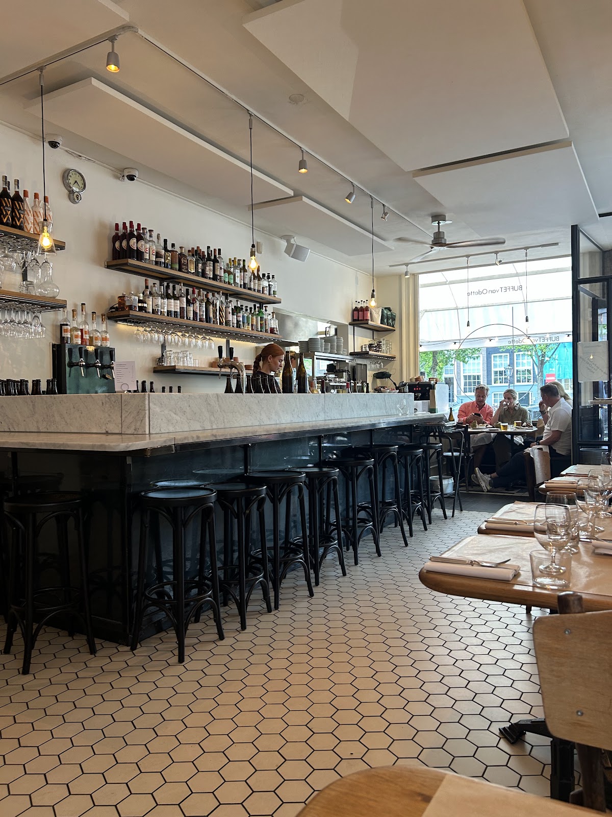 A glass of natural wine at Buffet van Odette