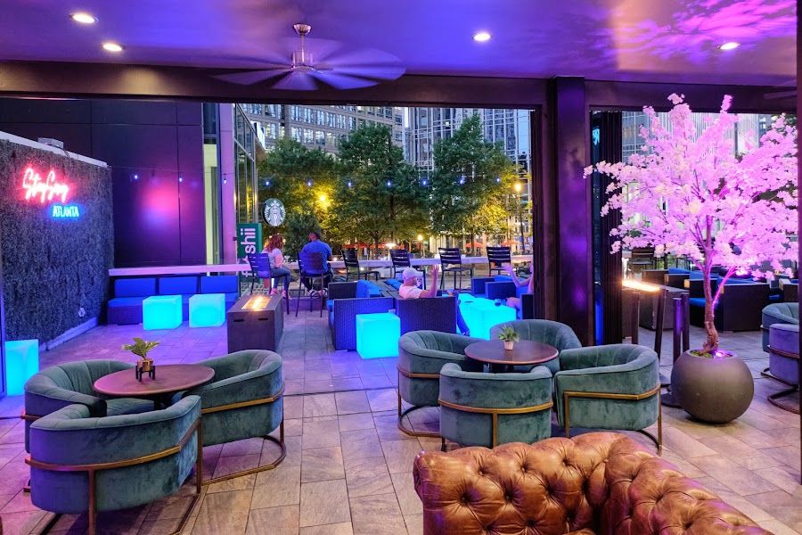 Glide Through The Night Rooftop cocktail at the bar