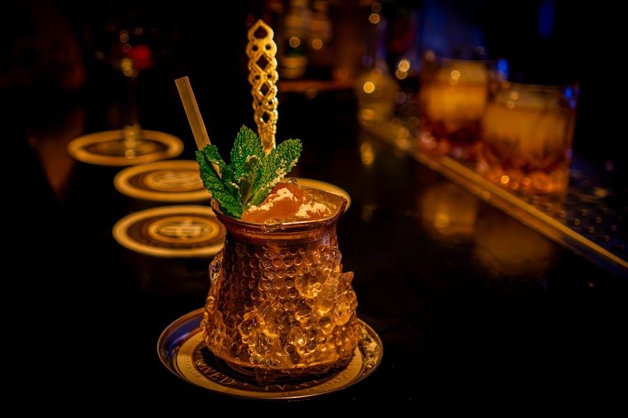 Old Fashioned Cocktail Bar cocktail at the bar
