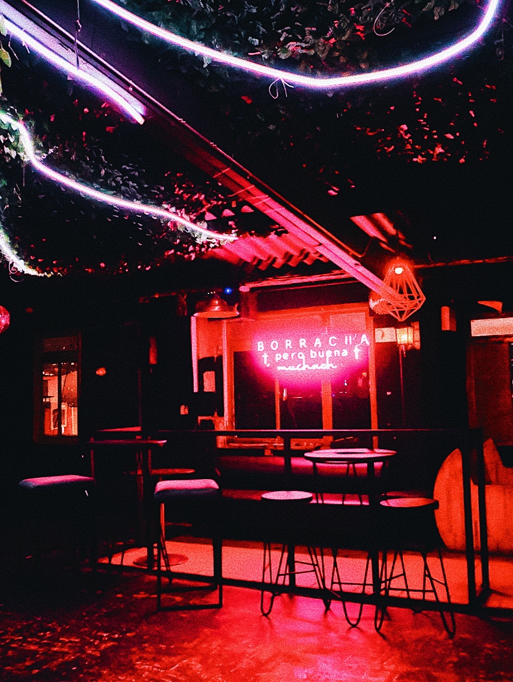 Rooftop bar terrace at night