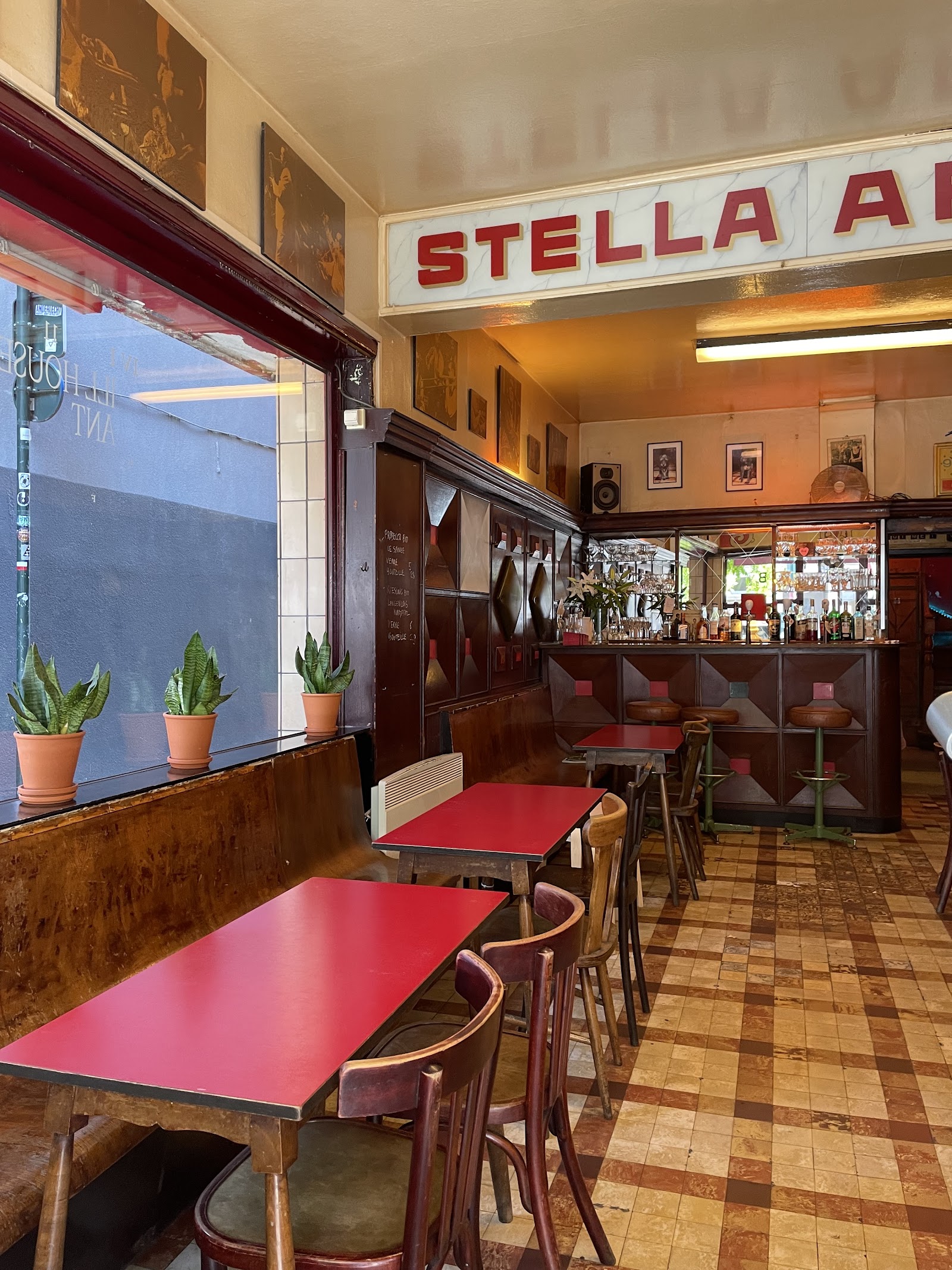 Dim bar interior with warm light