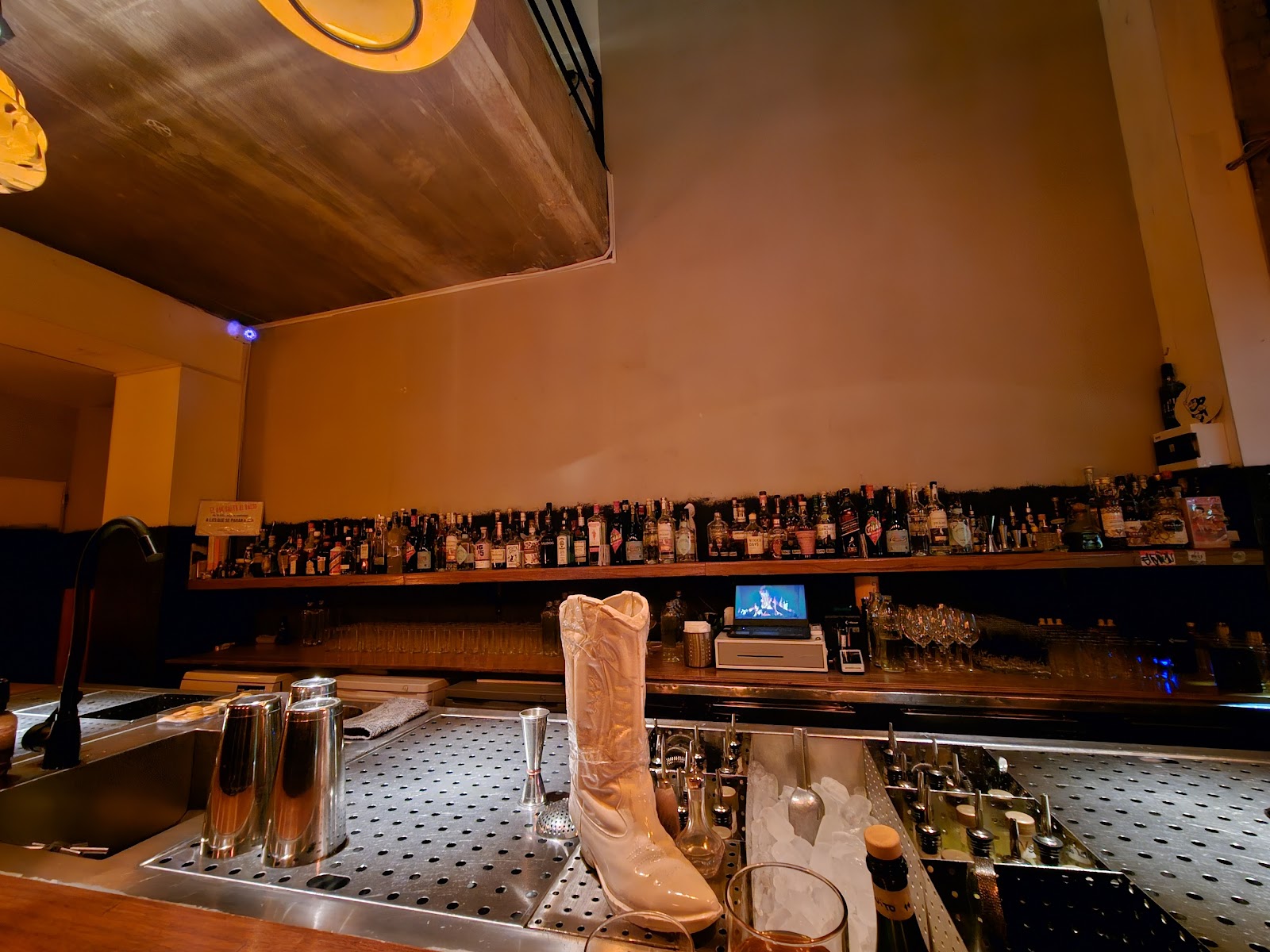 Relaxed neighborhood bar at night
