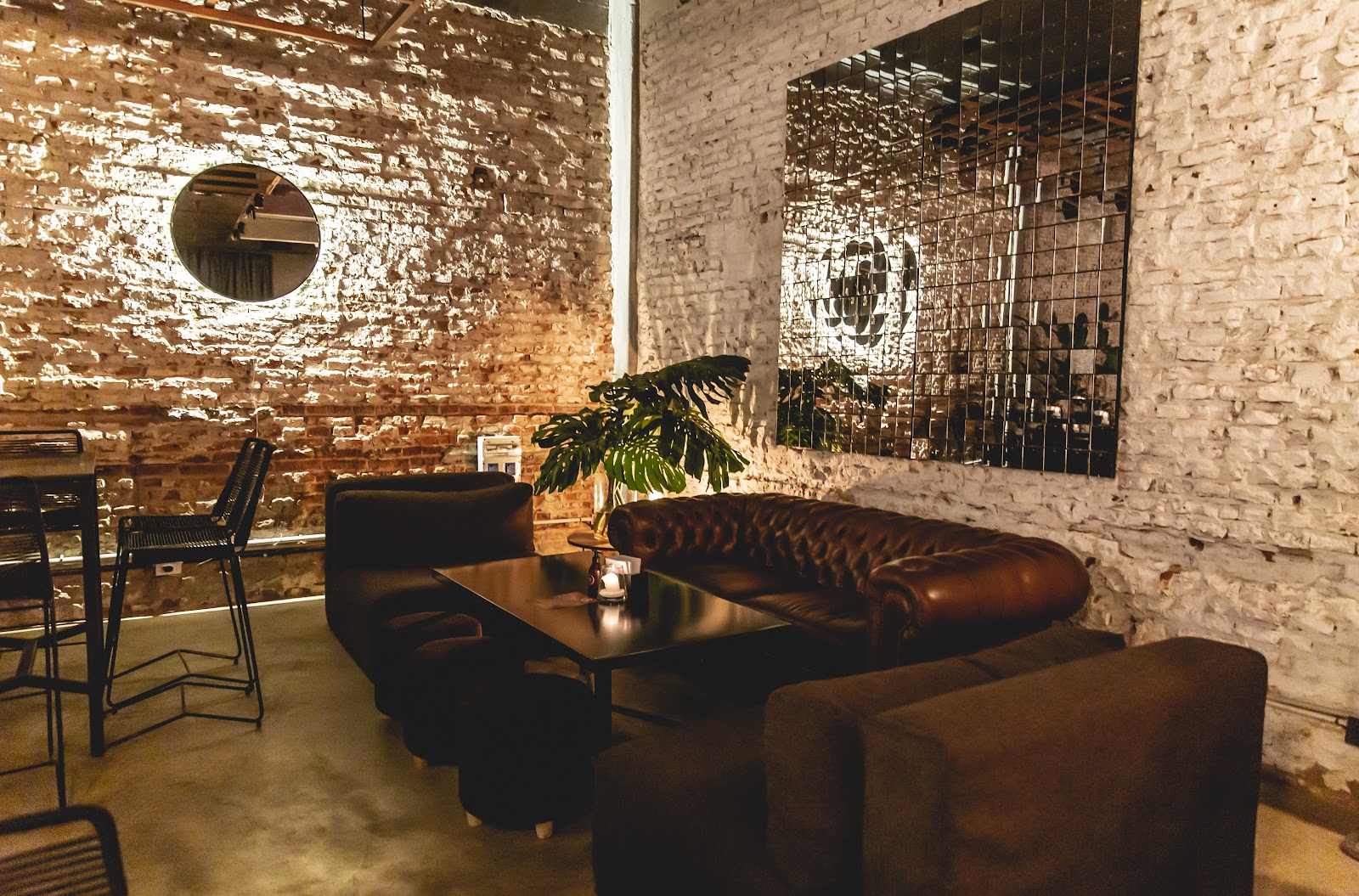 Industrial bar room with warm light