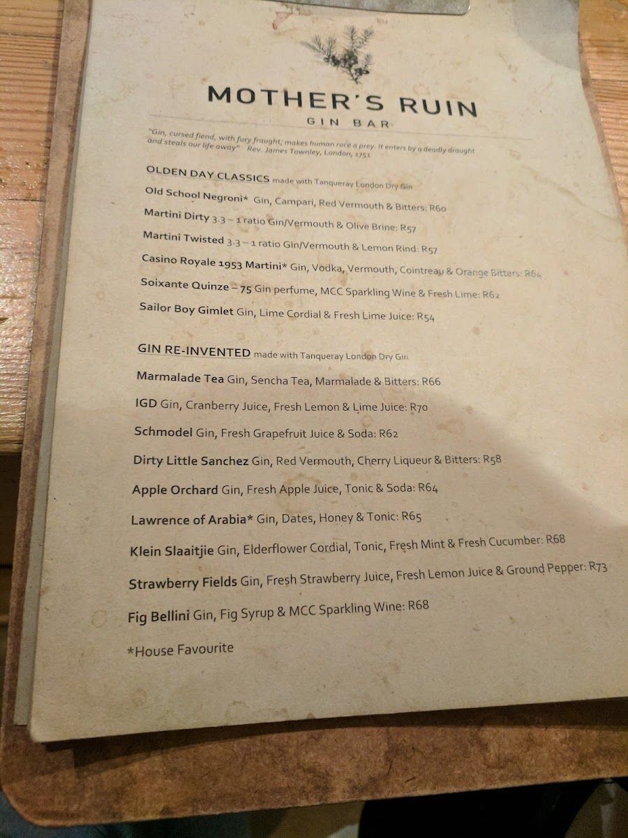 Mother's Ruin bar service