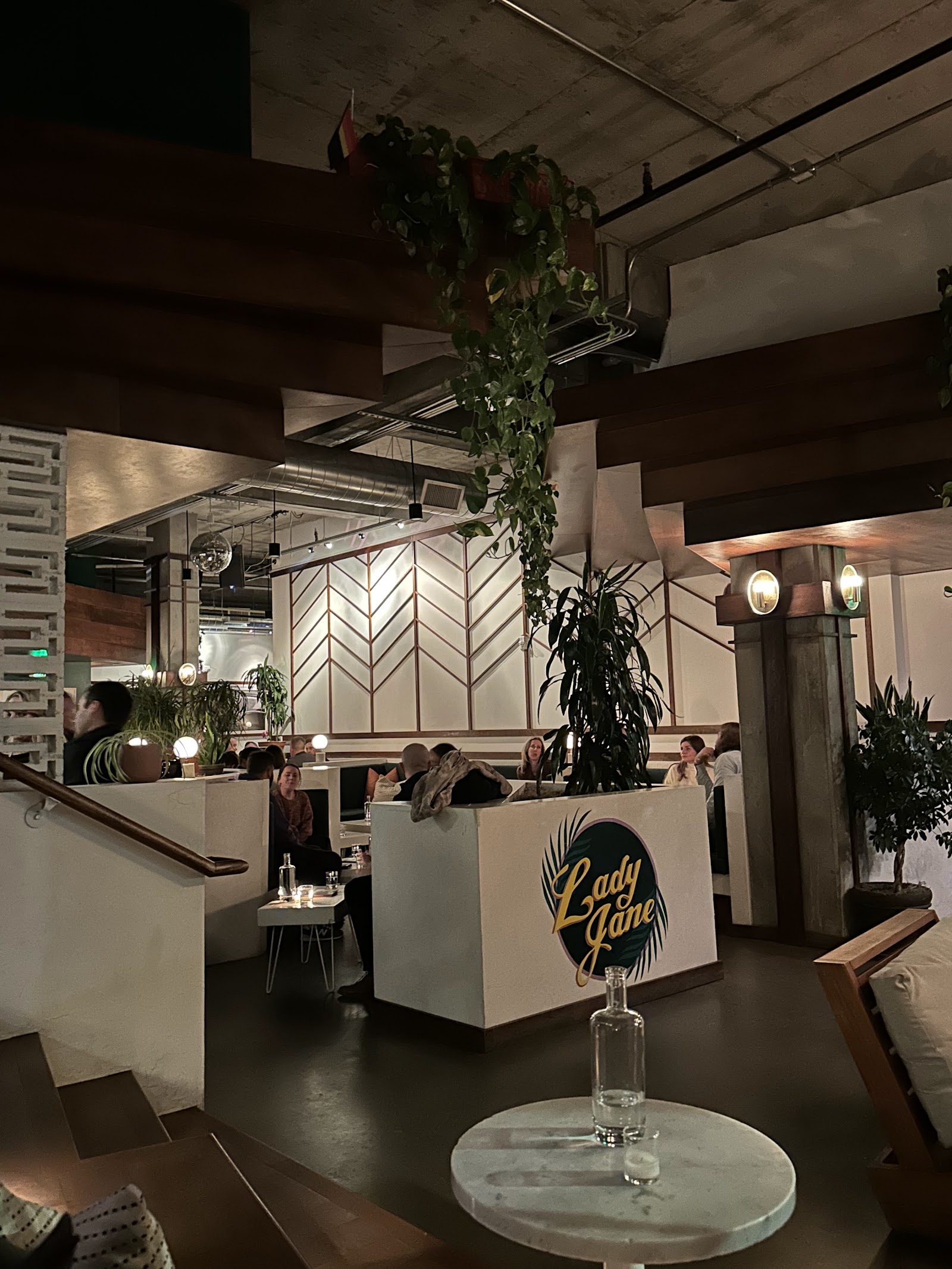 Dim bar interior with warm light