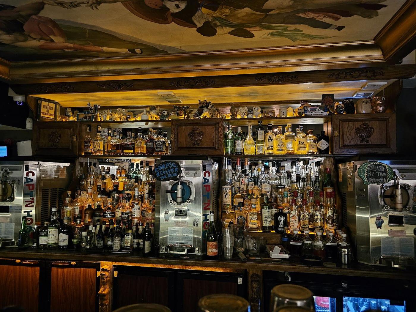 Basement gin bar interior with copper stills, Edinburgh West End