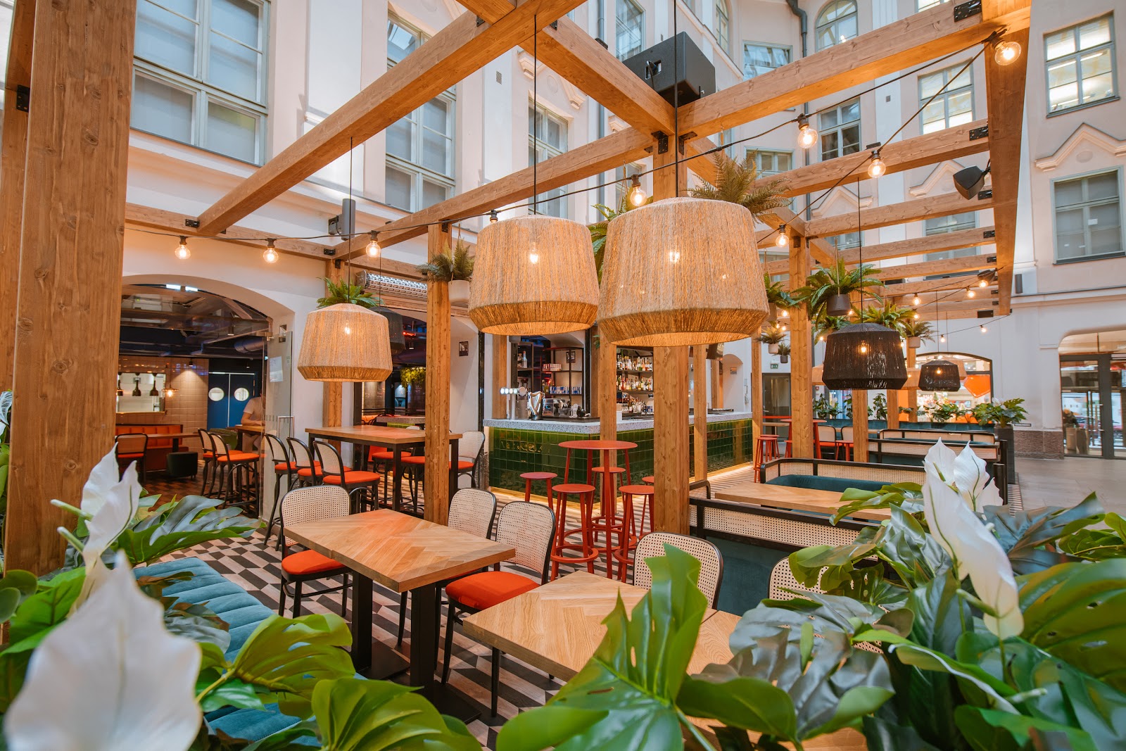 Apollo Sports Bar screens and lounge seating in the Forum centre, Helsinki