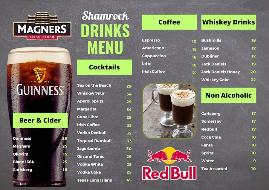 The Shamrock Irish Pub cocktail at the bar