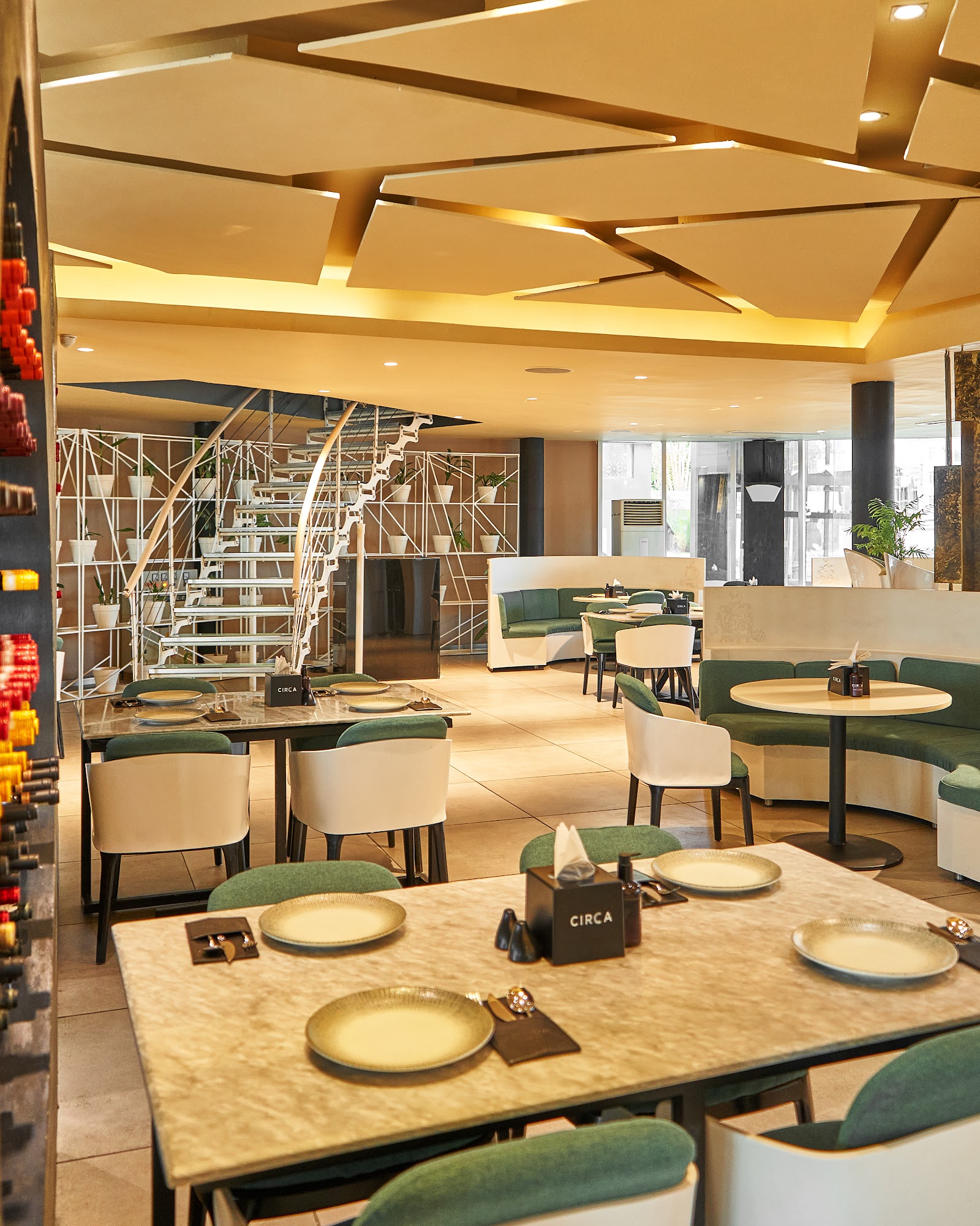 Upscale night bar with city lights, similar in mood to Circa Non Pareil in Lekki Phase 1, Lagos