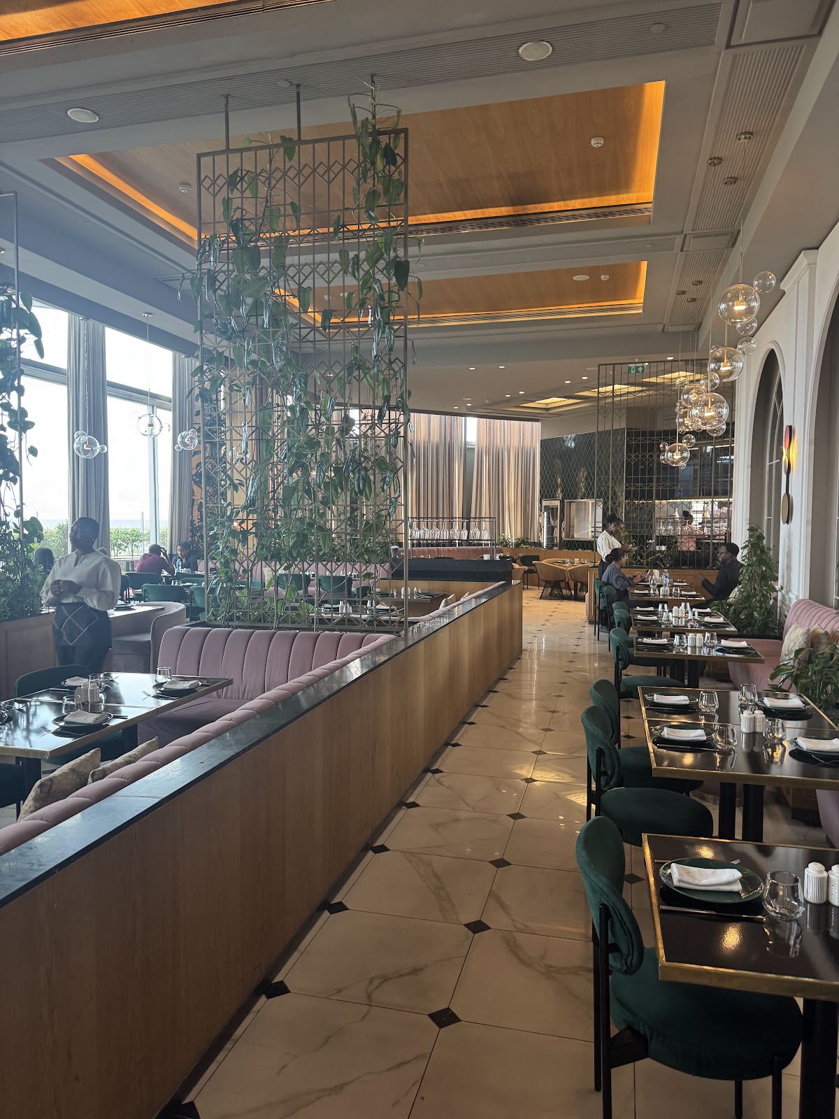 Low lit bar with live music corner
