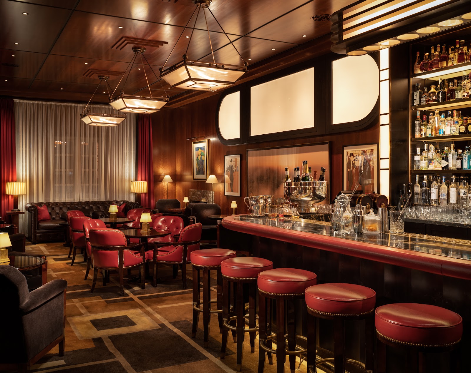 Art Deco American cocktail bar interior at The Beaumont Mayfair London