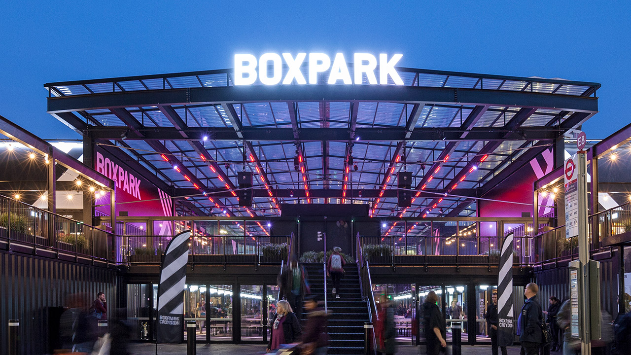 Boxpark Croydon London bar interior