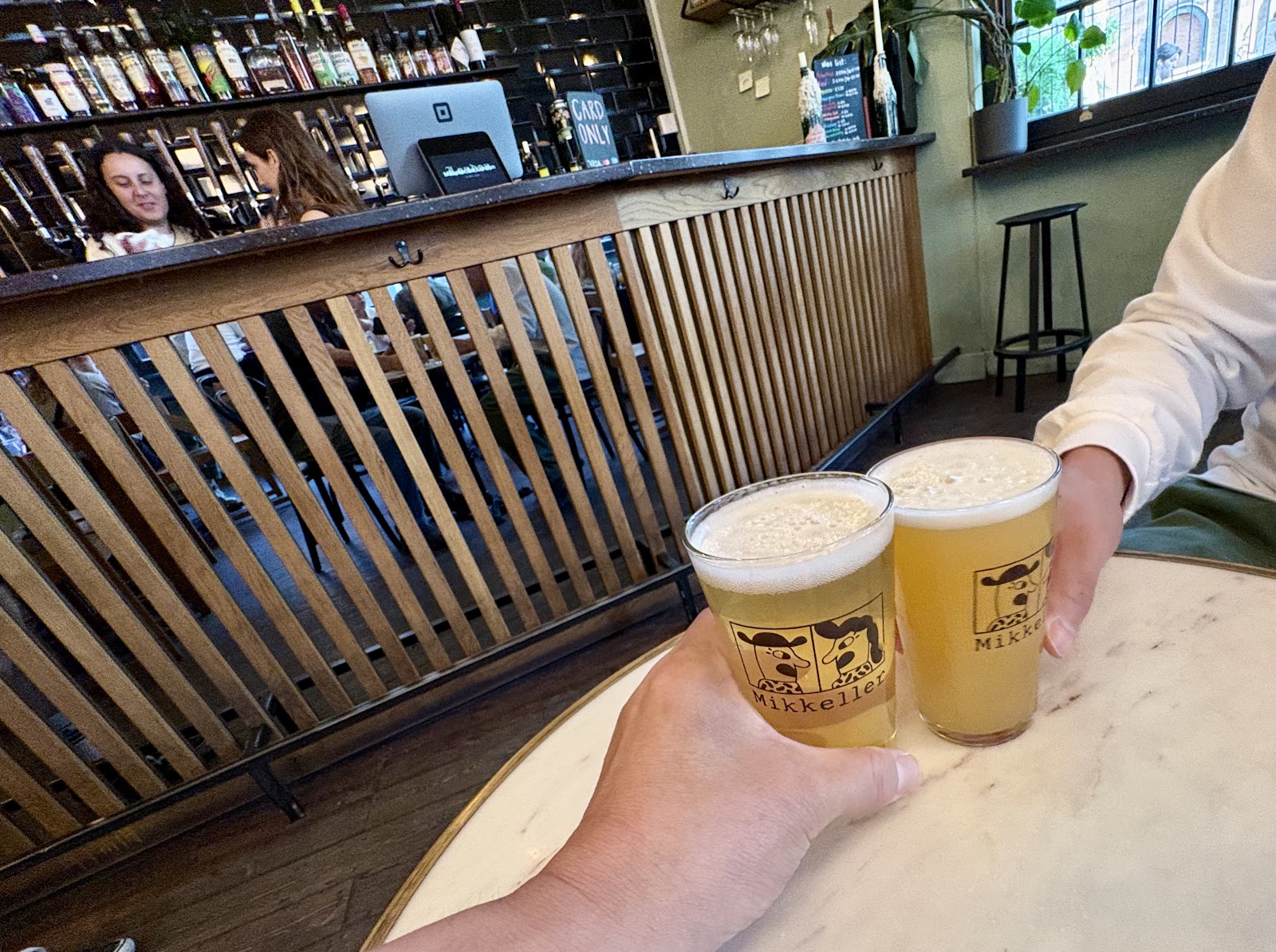 Row of craft beer taps in a Shoreditch taproom