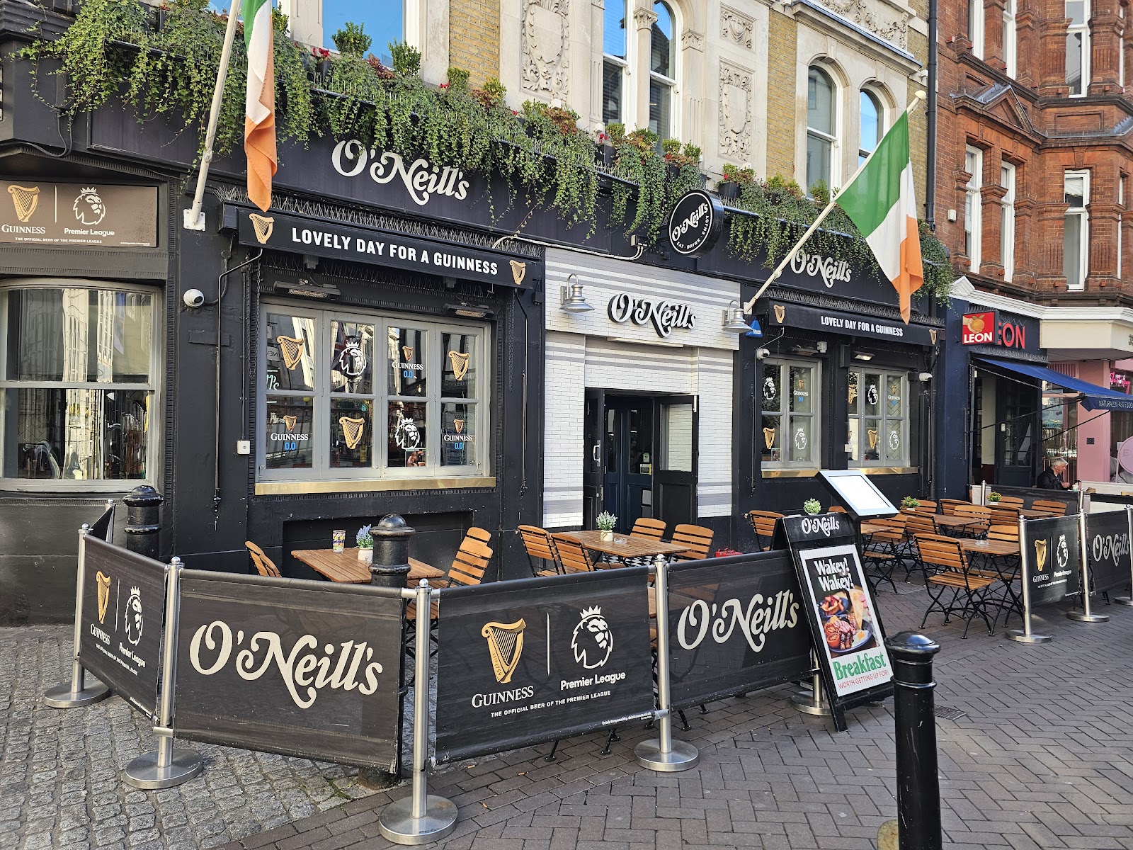 Traditional Irish pub interior at O'Neill's Carnaby Street, Soho London