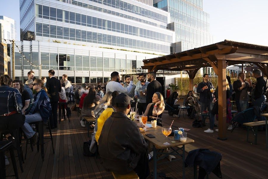 Queen of Hoxton Rooftop cocktail at the bar