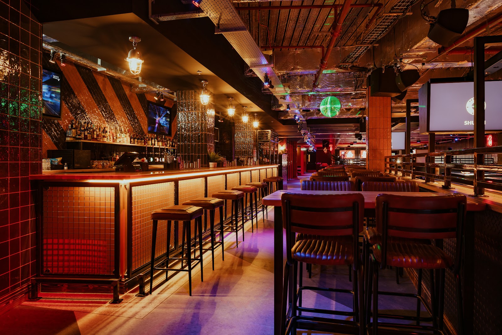 Roxy Ball Room games bar with screens beside the Gherkin in the City of London