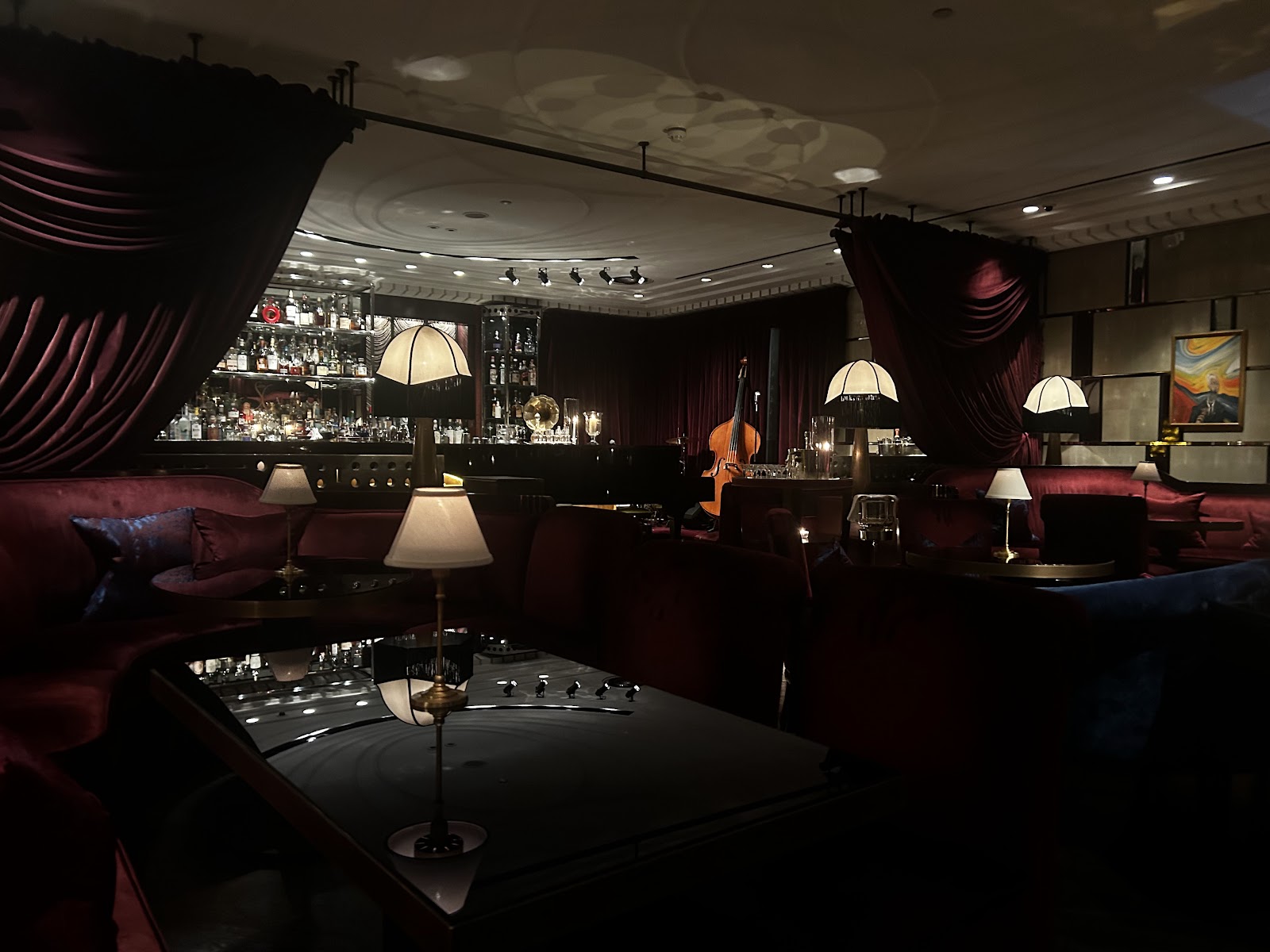 Dim bar interior with warm light