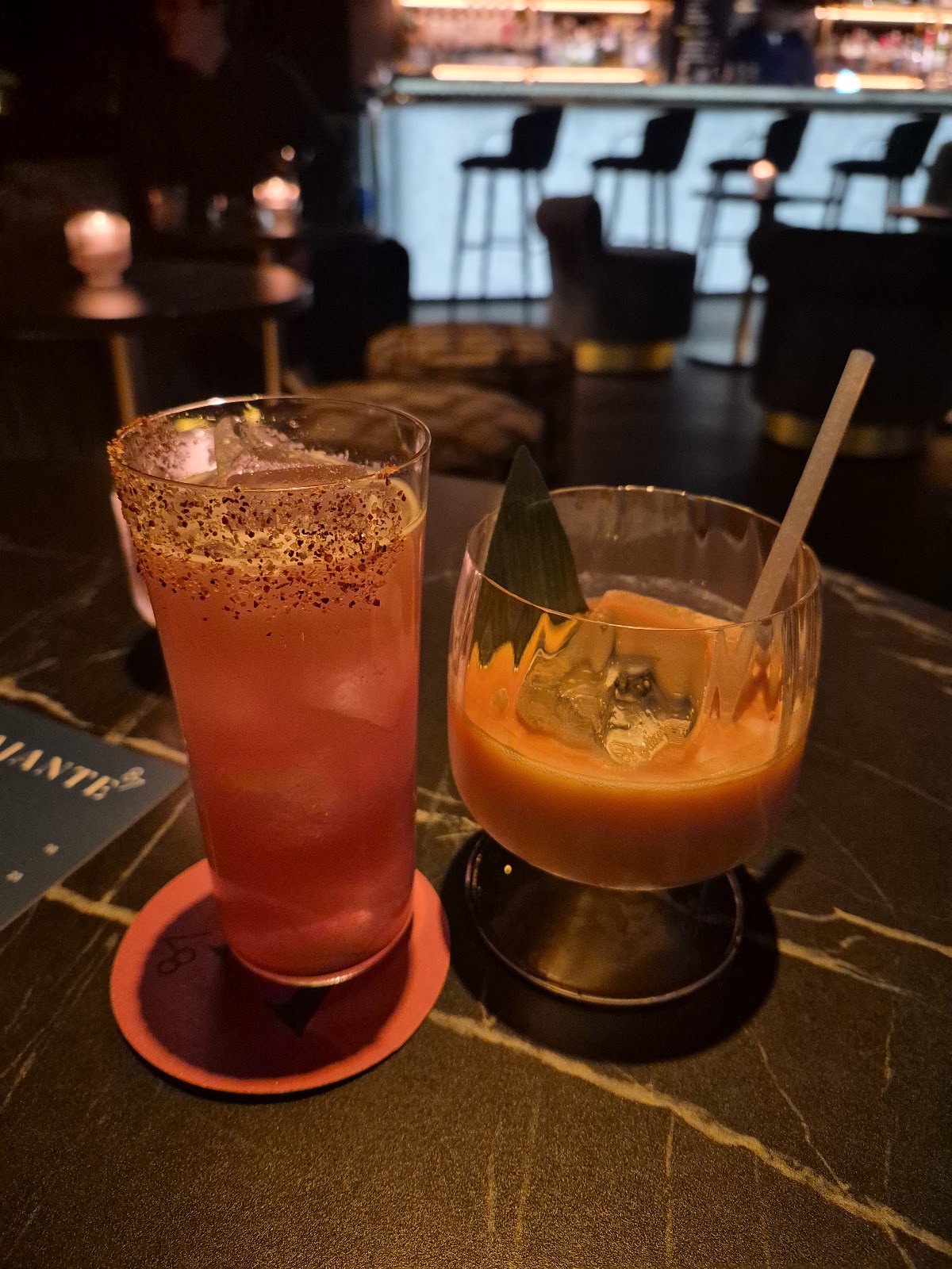 Night bar with moody lighting