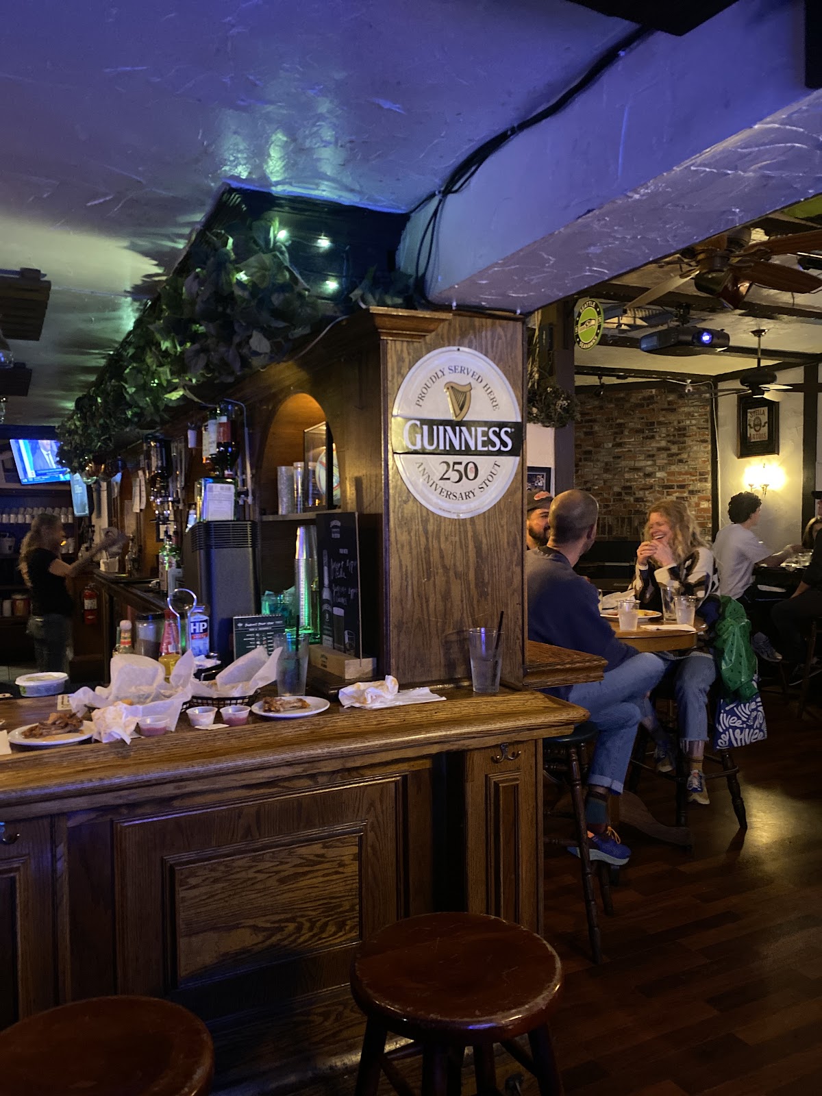 Crowded night bar with lights