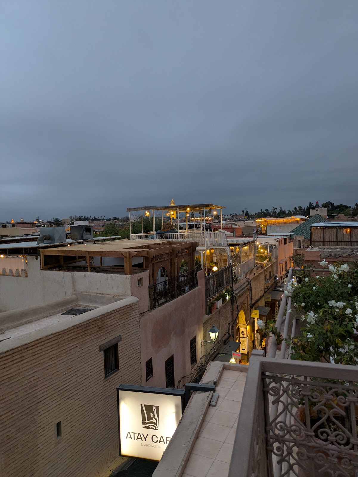 Modern bar terrace with city view