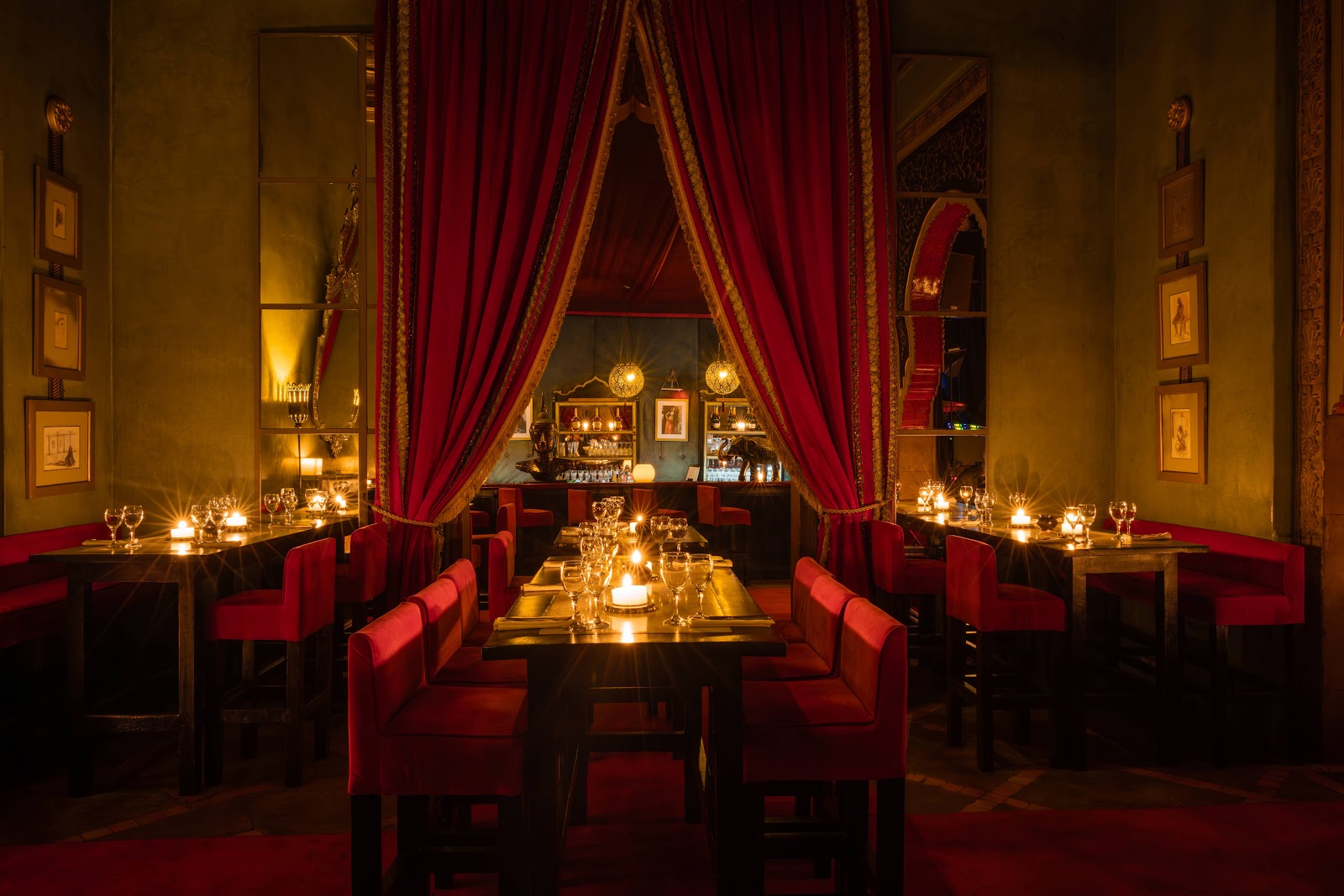 Supper club interior with stage lighting