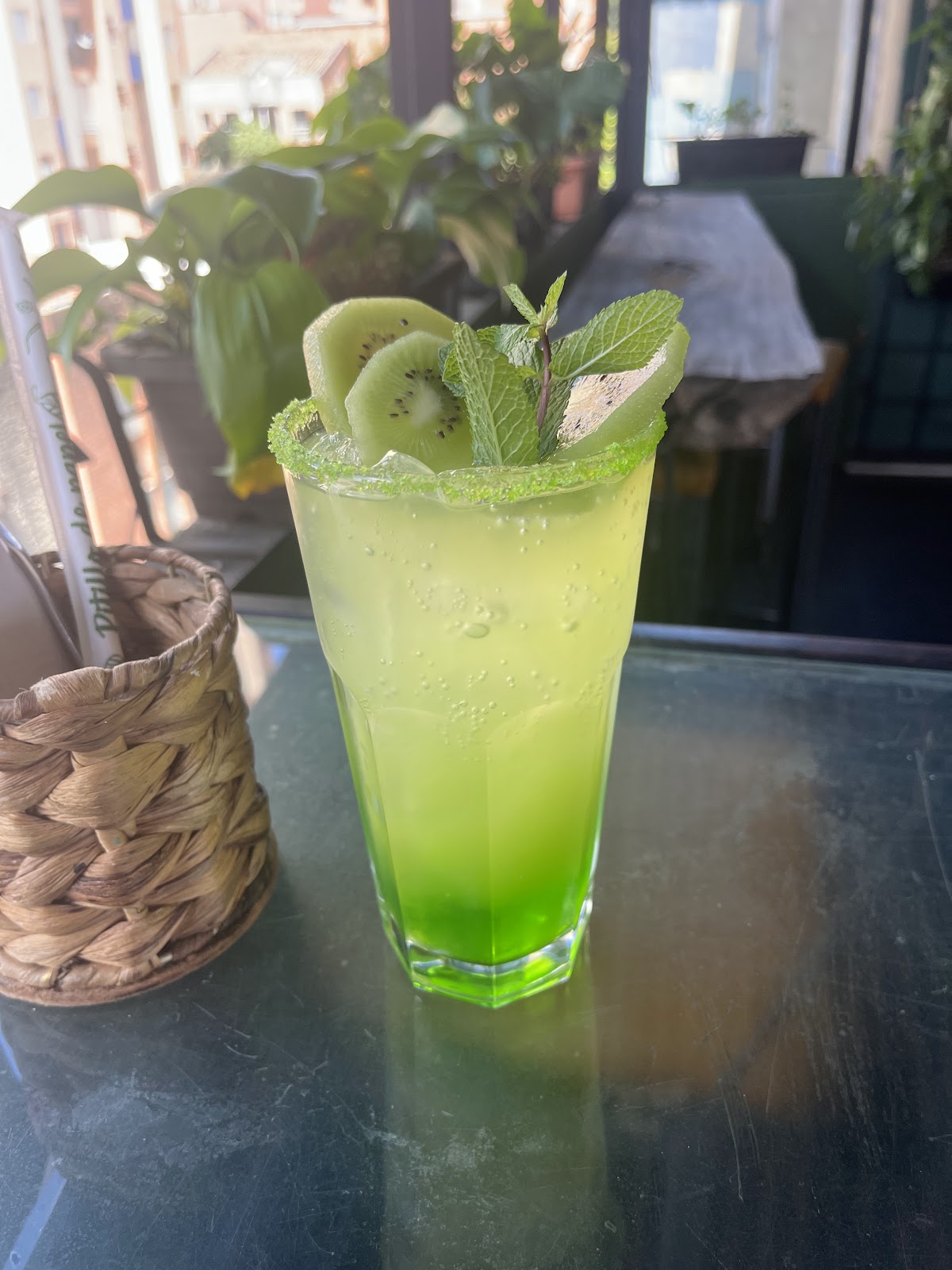 Cocktail served on a terrace table