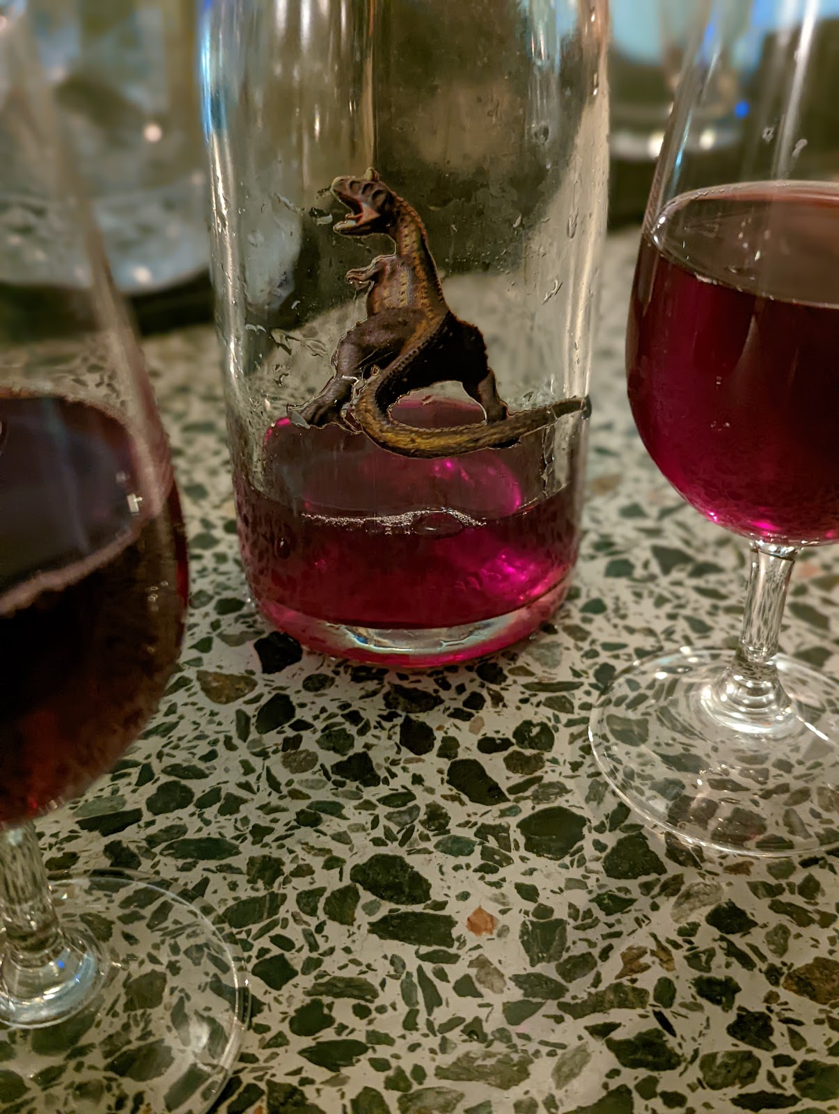 Cocktail close up on a dark bar