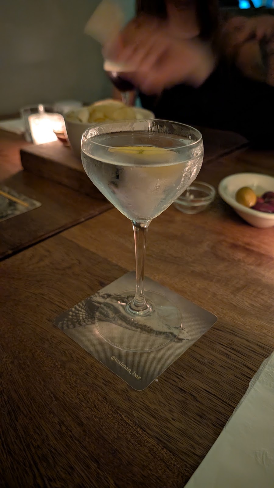 Dim bar interior with warm light