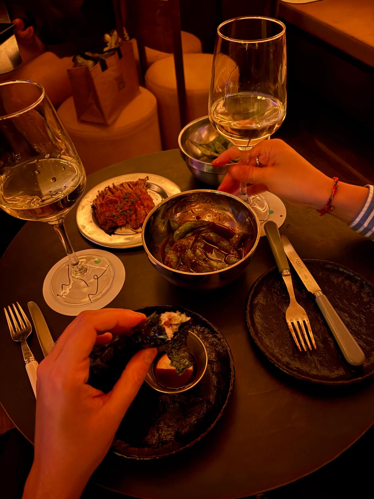 Cocktails and glassware at Hiya
