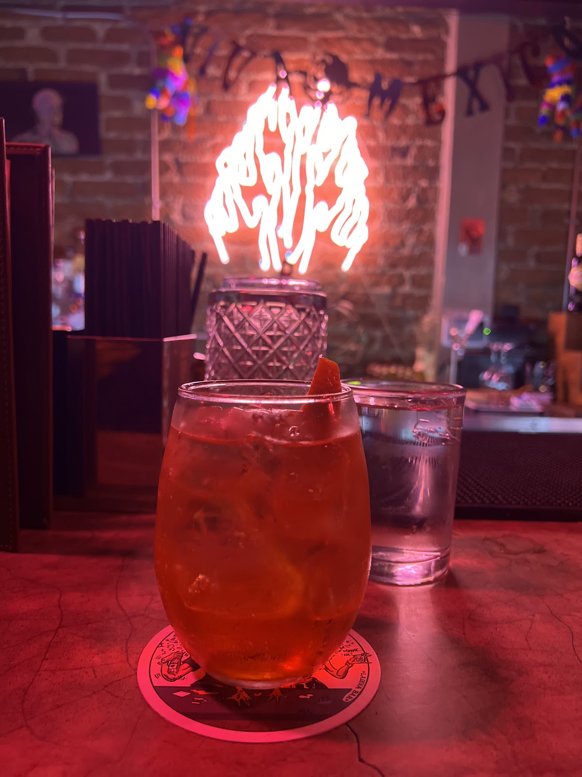 Crowded night bar with lights