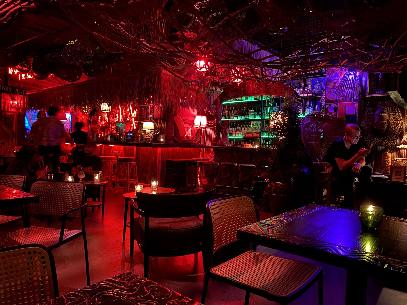 Dim bar interior with warm light