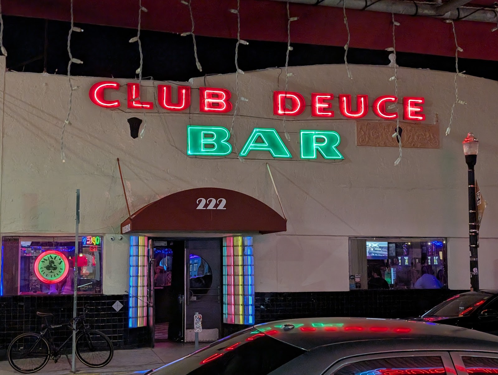 Dim bar room with low warm light