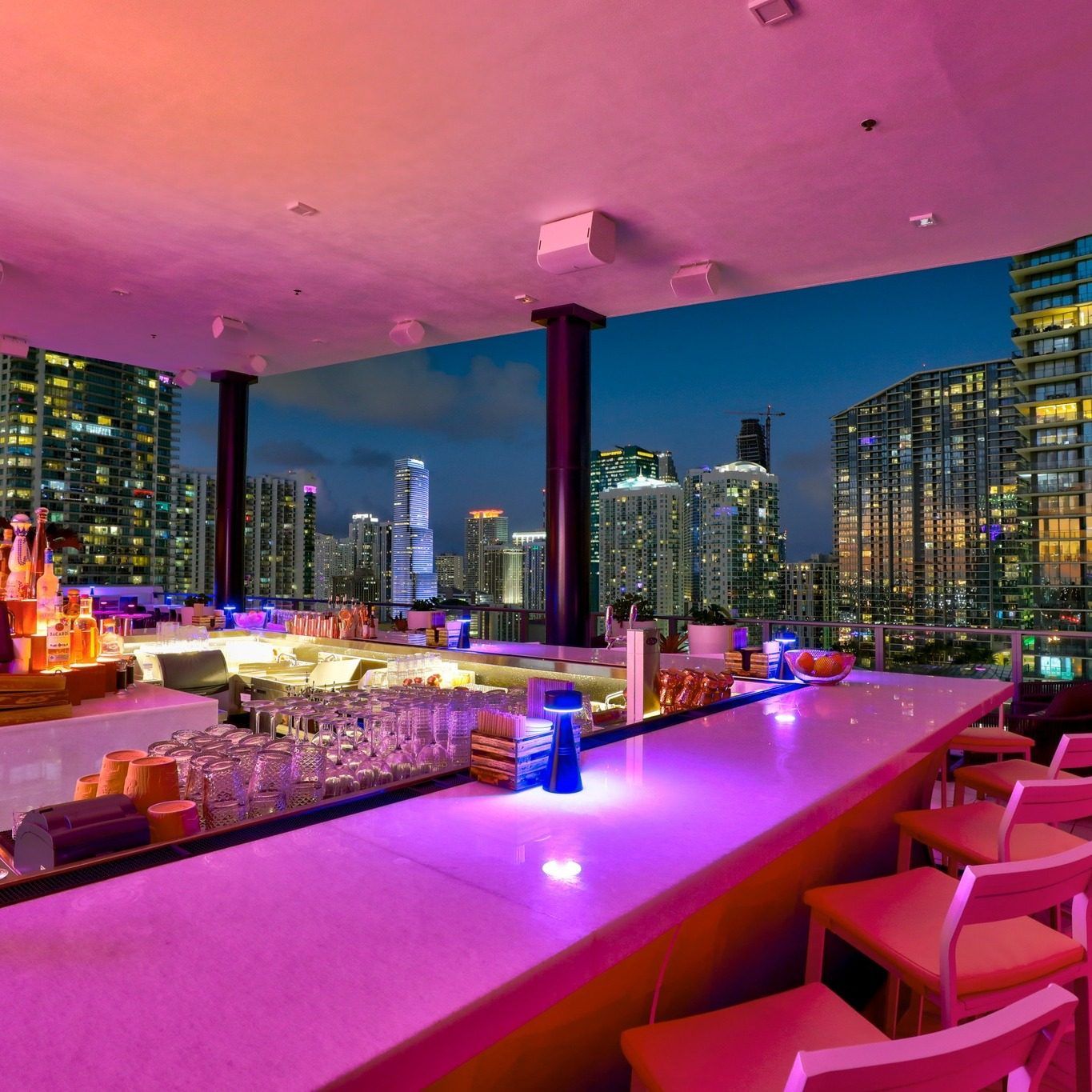 Rosa Sky Rooftop Miami bar interior