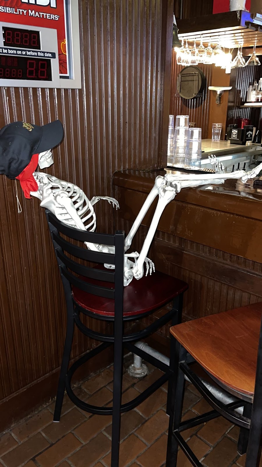 Bar stools along a counter
