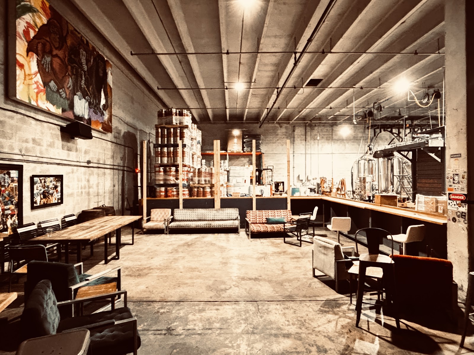 Bar counter with stools
