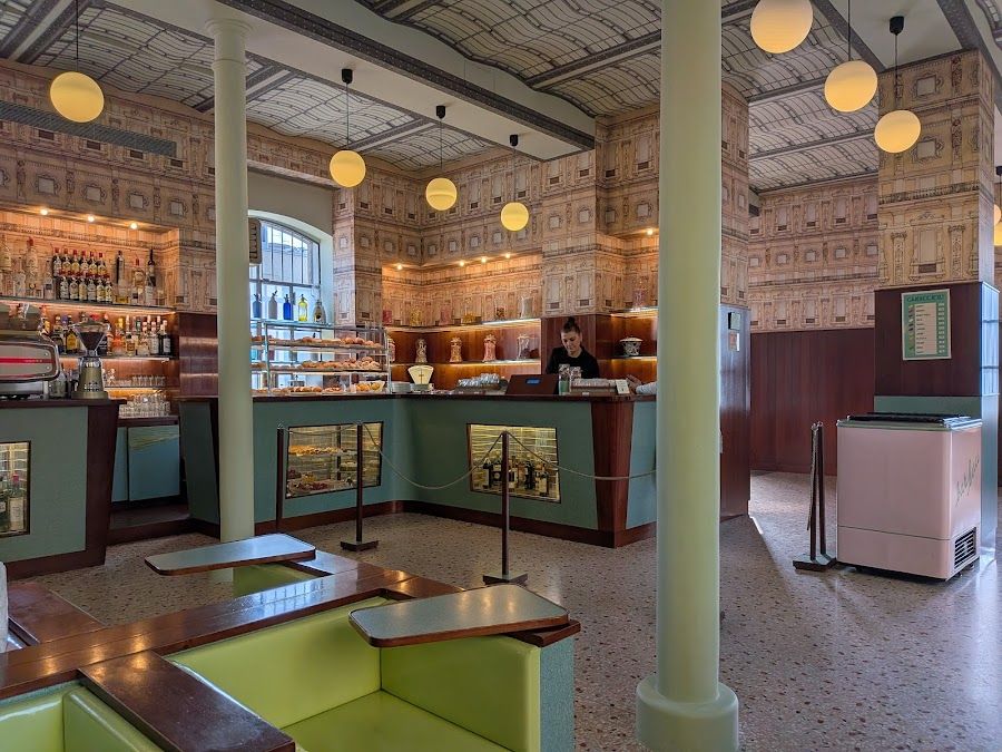 Bar Luce at Fondazione Prada Largo Isarco atmosphere