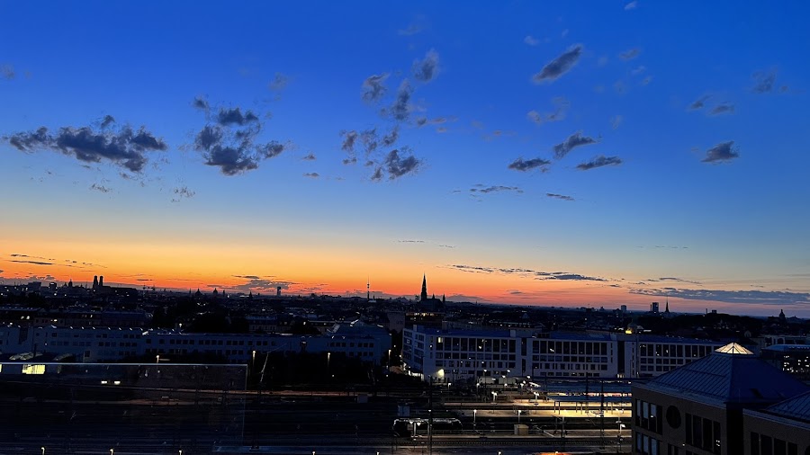 Evening drinks on a two-level rooftop terrace