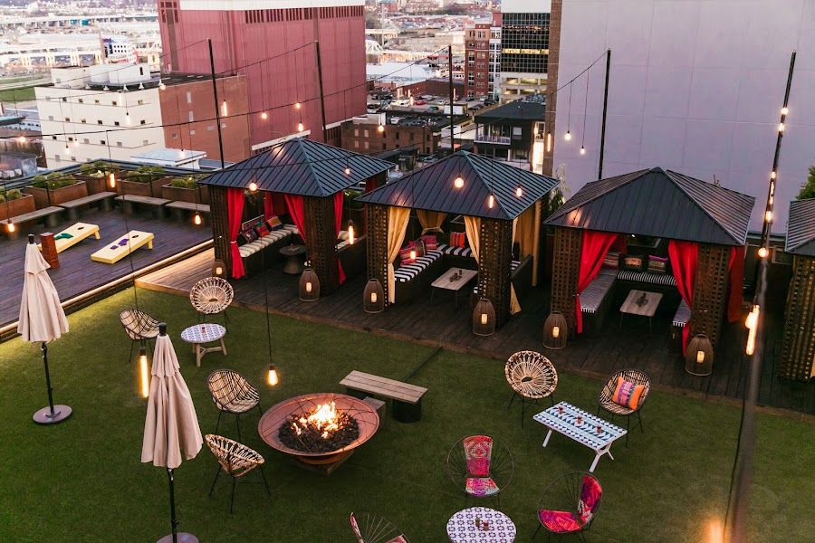 Rooftop Lounge at Bobby Hotel cocktail at the bar