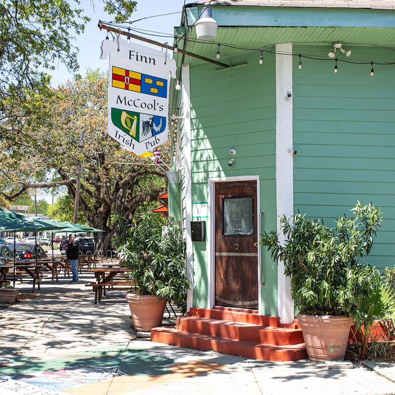 Irish pub bar with taps and television screens in Mid-City New Orleans