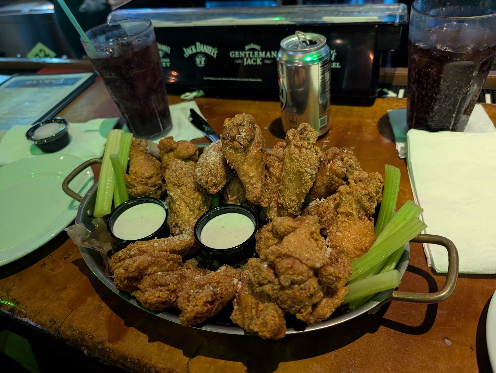 Screens and beer taps at a New Orleans sports bar