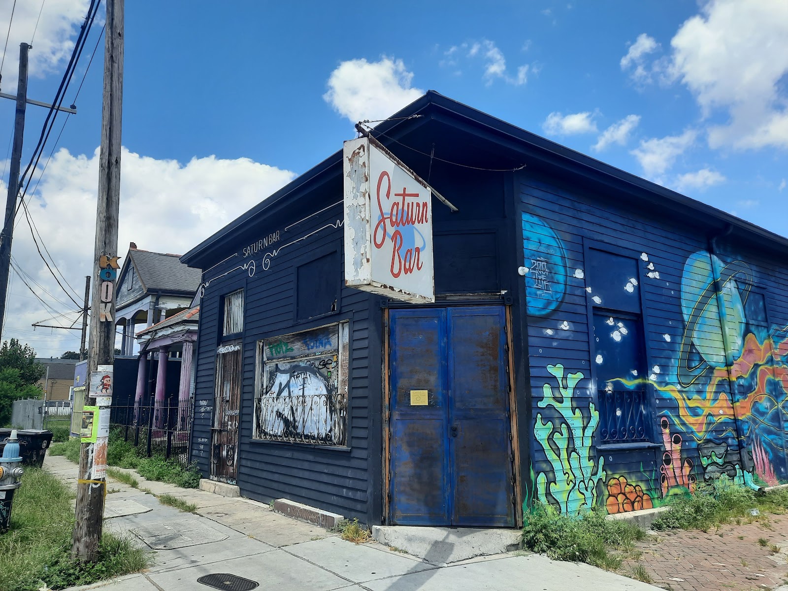 Eclectic dive bar interior at Saturn Bar, Bywater New Orleans