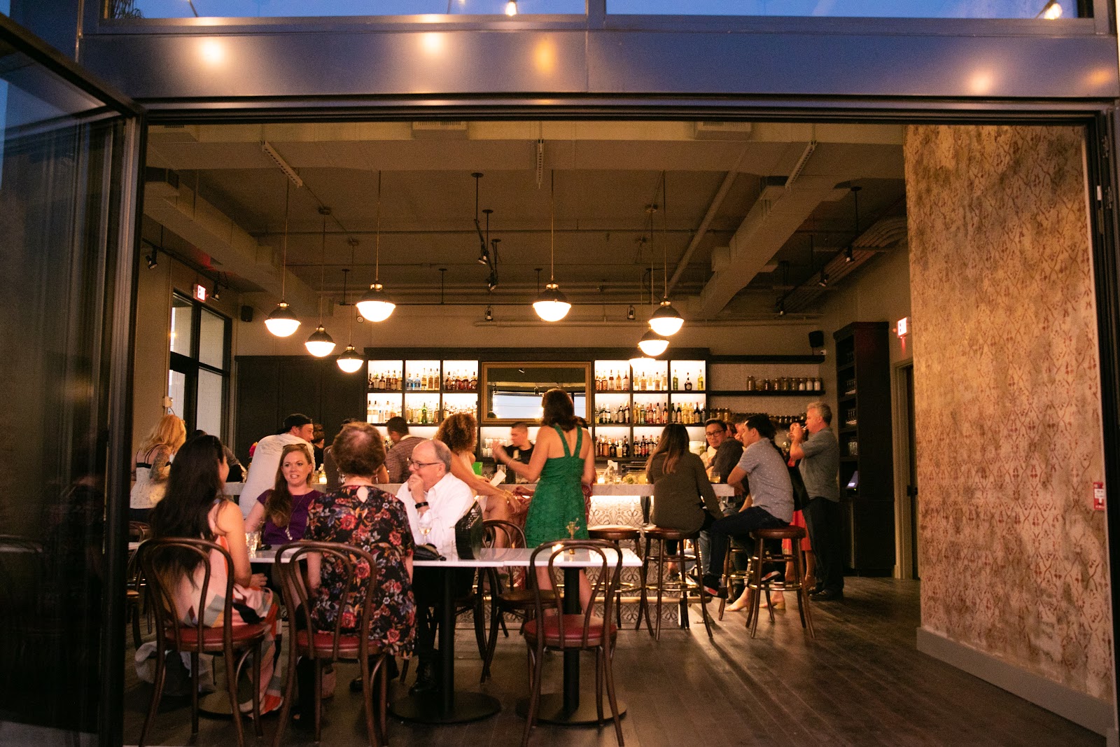 Dining room and bar at The Bower on Magazine Street in New Orleans