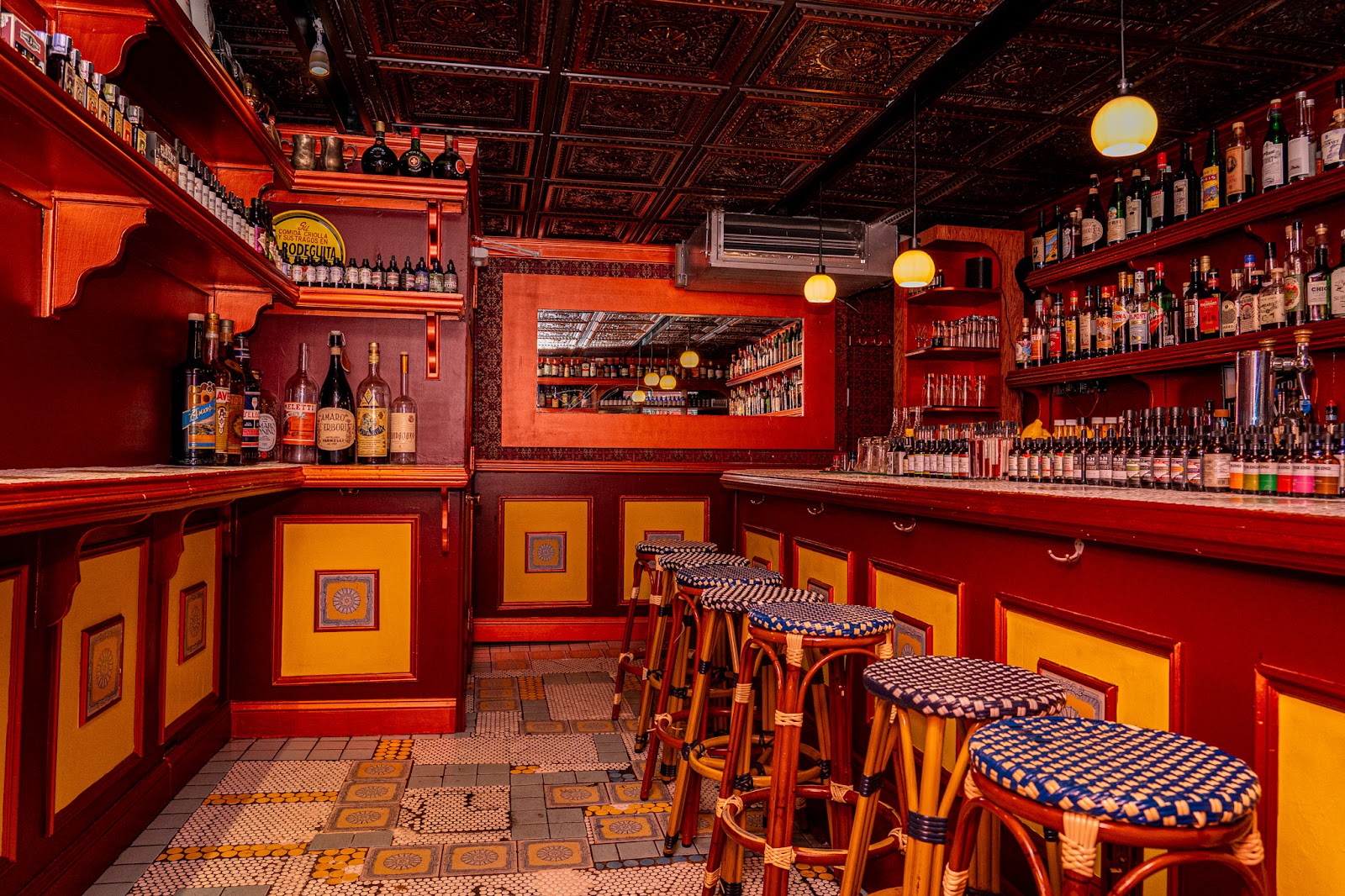 Tiki cocktail in a tropical bar setting, East Village New York