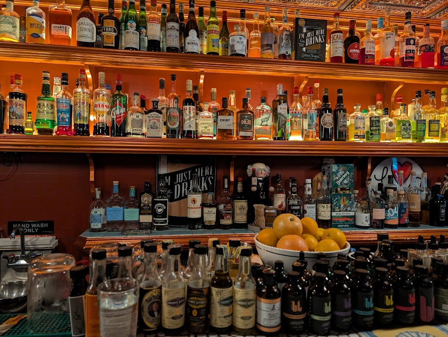 Dark cocktail bar interior