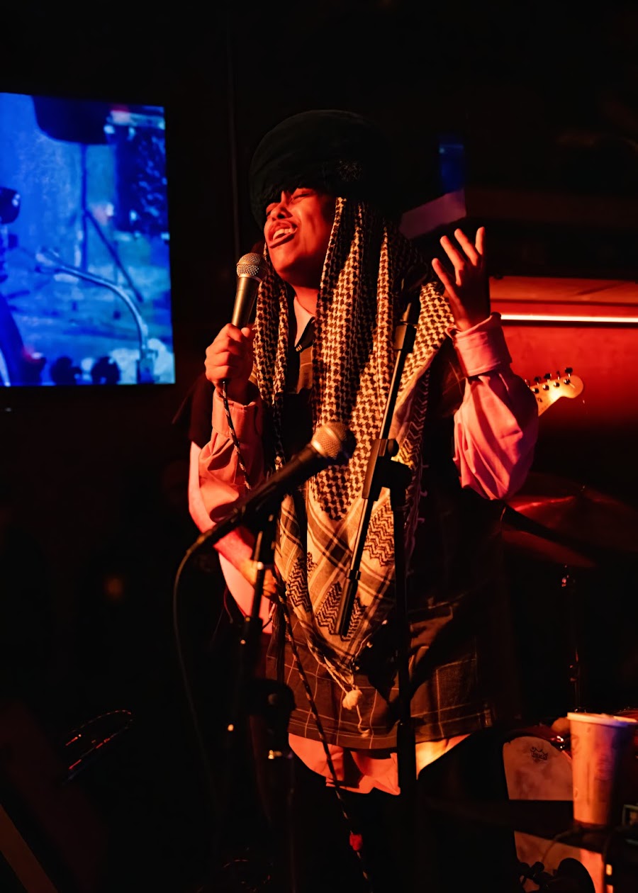 A small stage set for a live jazz set