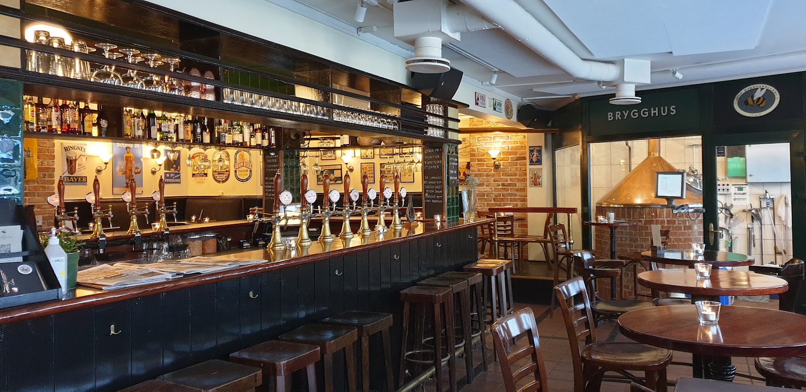 Brewpub bar with house taps in Oslo