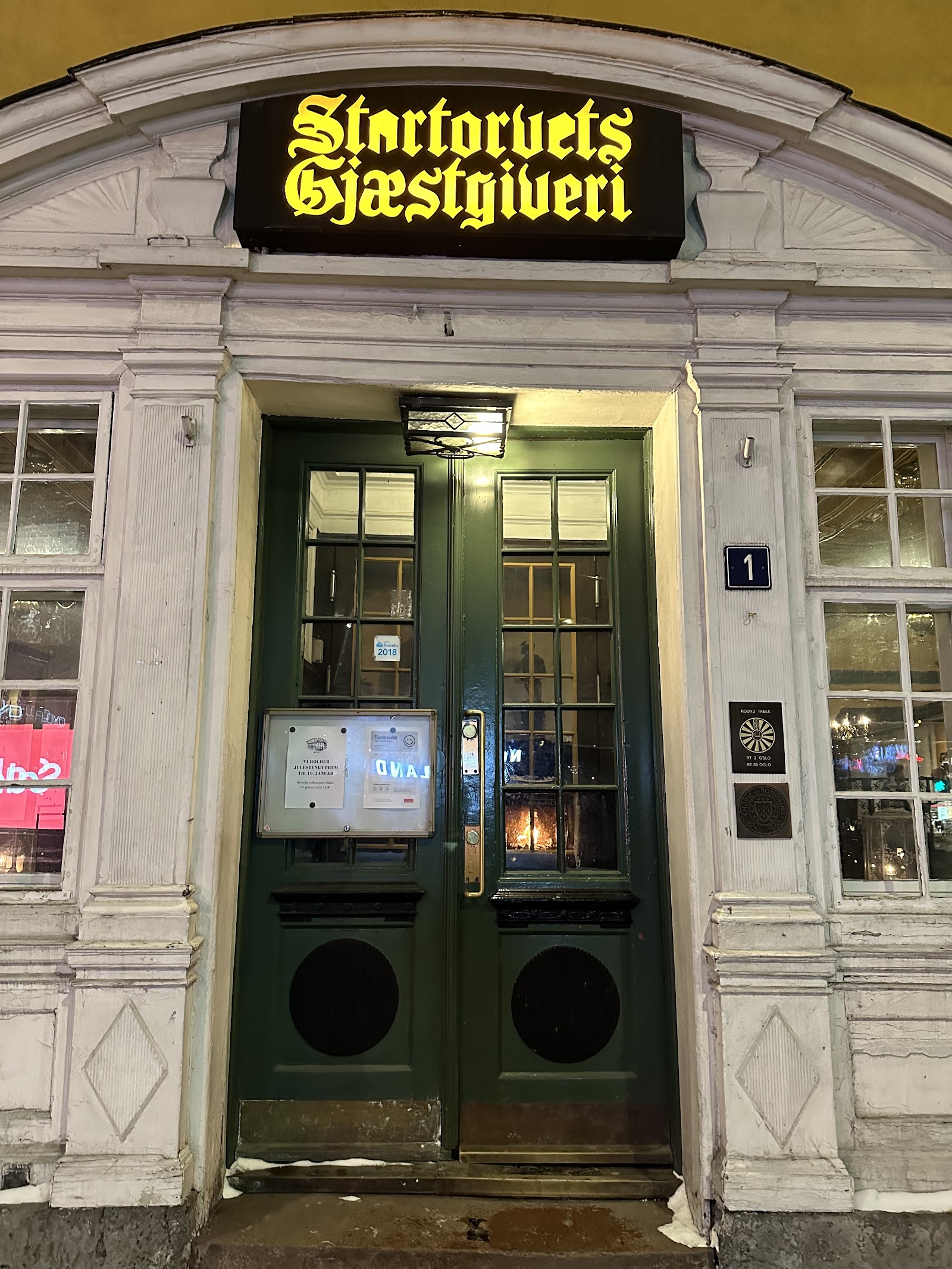 Stortorvets Gjaestgiveri historic tavern courtyard in central Oslo