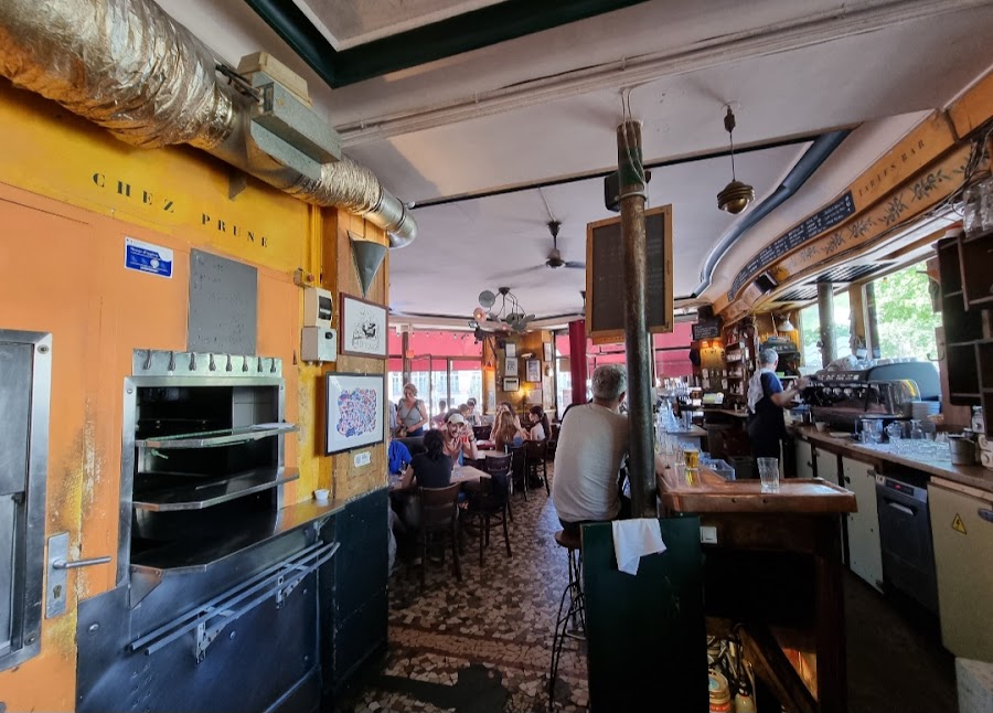 Classic zinc-bar cafe interior